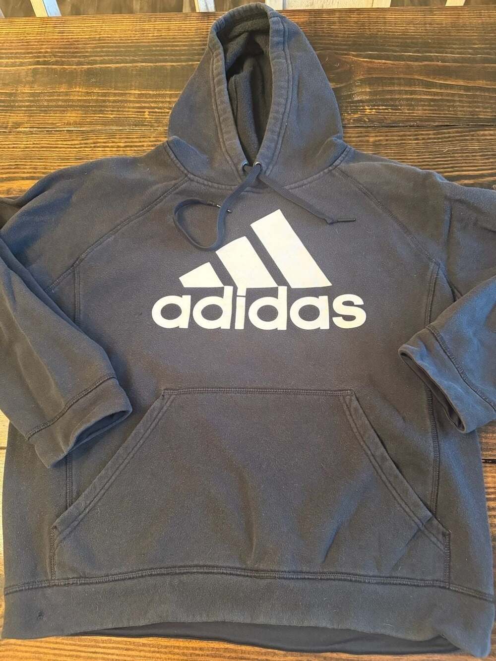 Adidas Men's Black Pullover Hoodie Sweatshirt Big Spell Out Front Logo Size M